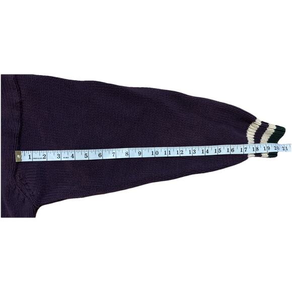 Vtg GAP V Neck Cable Knit Sweater Pullover Tennis Style Purple-Green-White XL - Picture 5 of 7